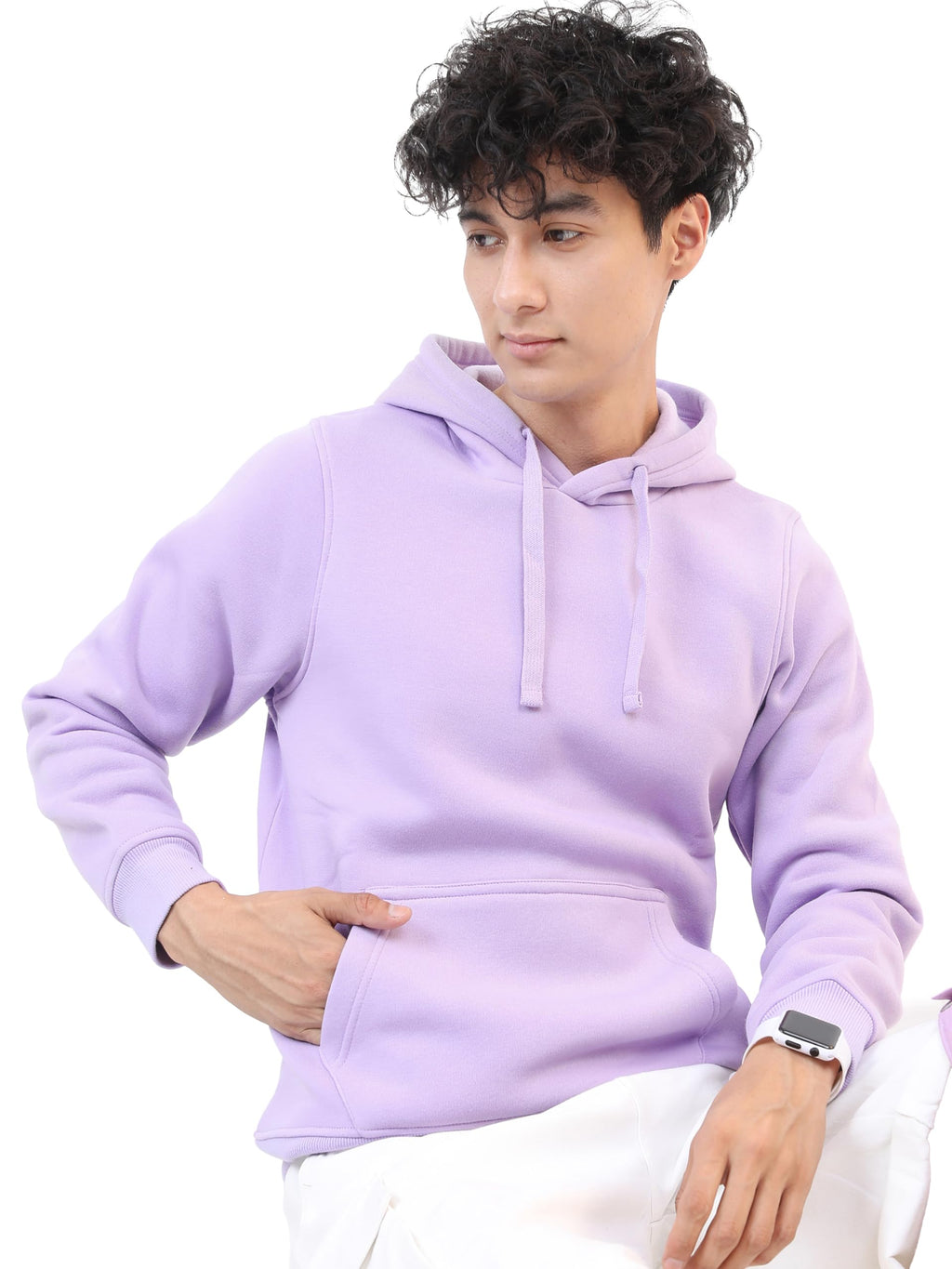 Ketch MenS Cotton Blend Hooded Neck Sweatshirt (Khss000080_Lavender