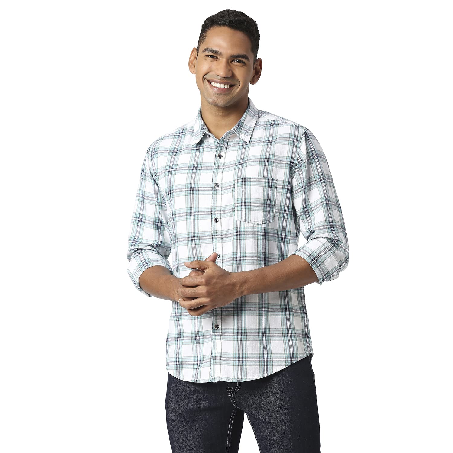Pepe Jeans MenS Regular Fit Shirt (Pm308092508L_Aqua