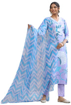 ANNI DESIGNER Womens Cotton Blend Straight Printed Kurta with Pant & Dupatta (Sohini Purple_M_Purple_Medium)