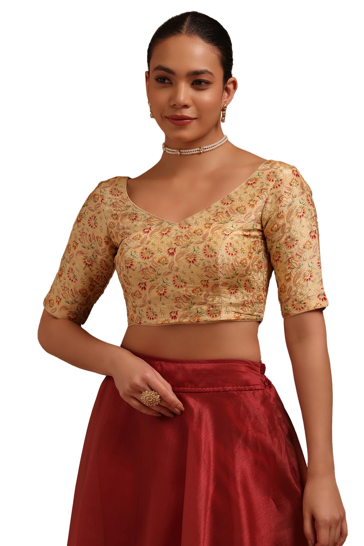 Soch Women Tussar Floral Print Padded Blouse