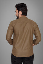 Besix MenS Cotton Solid Shirt With Mandarin Collared Full Sleeve Button Closure Curved Hem Straight Length And One Pocket | Mdr