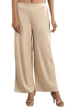 Aurelia Gold Poly Blend Solid Palazzo For Women