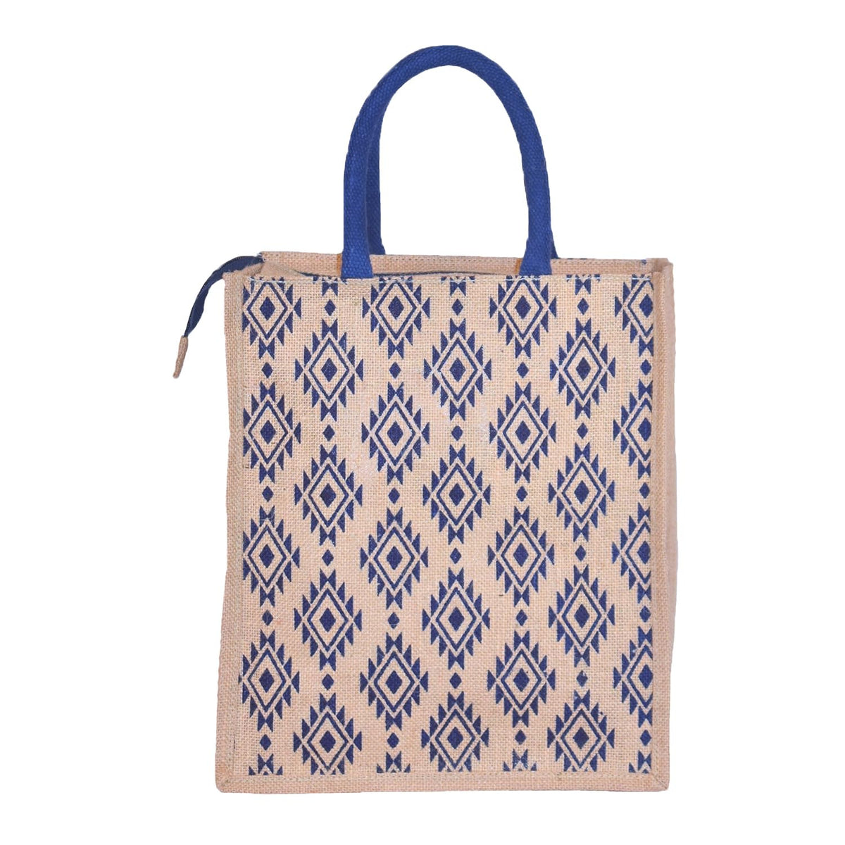Daffodil Jute Bags For Lunch | Tote Bag | Handcrafted Diamond Print Bag | Eco Friendly Carry Bag | Durable Bags for Men & Women  30.48