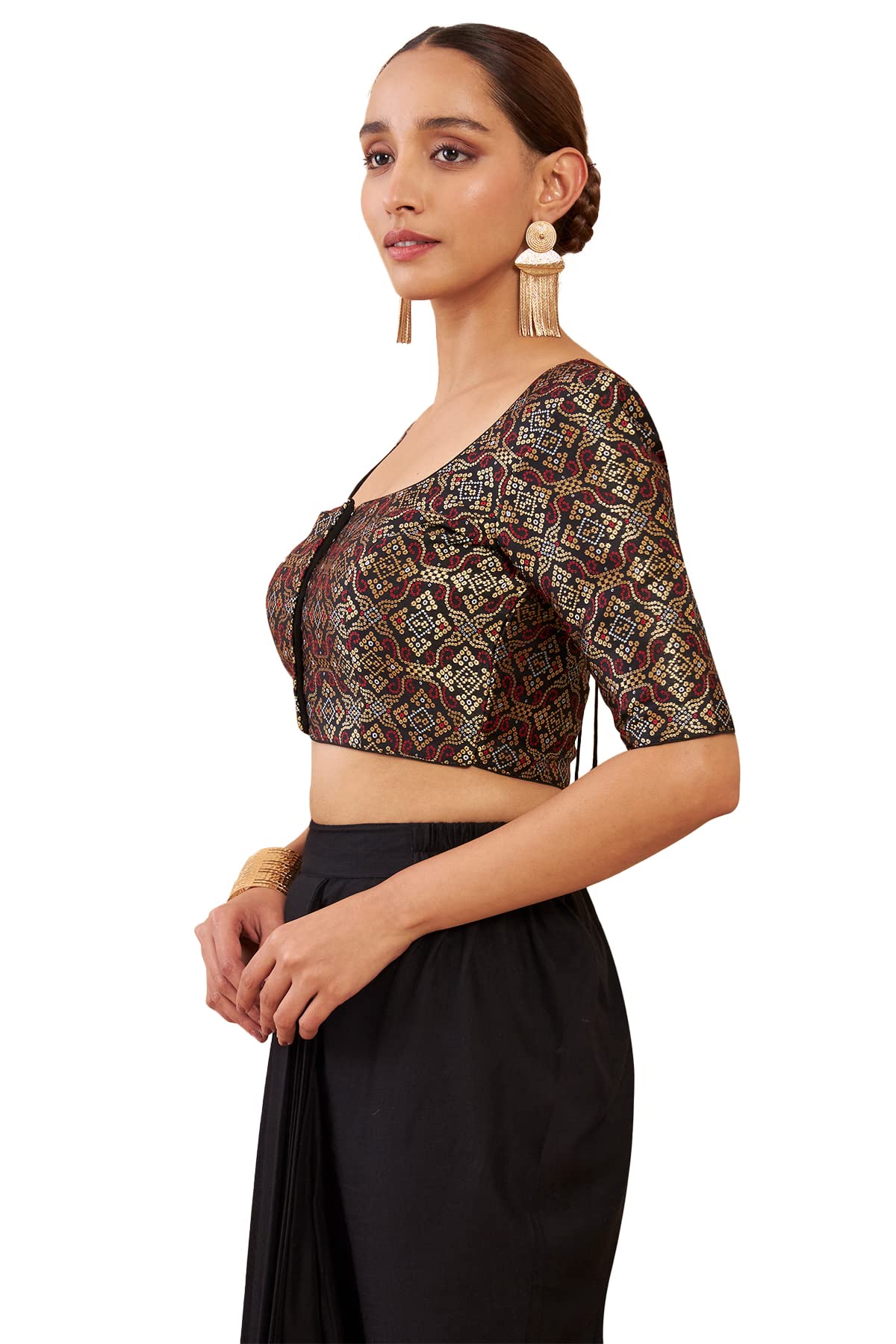 Soch Black Art Silk Blouse With Woven Designs