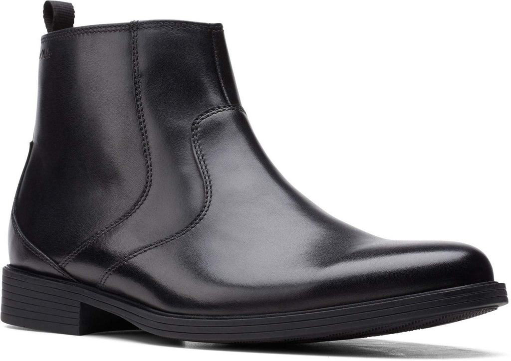 Clarks Men's Whiddon Zip Waterproof Ankle Boot, Black Leather, 10