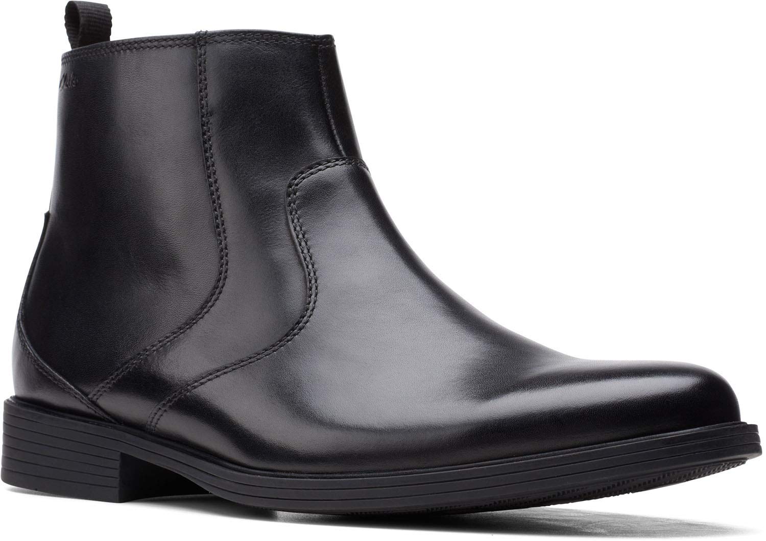 Clarks Men's Whiddon Zip Waterproof Ankle Boot, Black Leather, 10