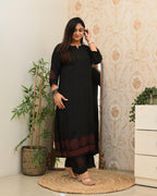 ANNI DESIGNER Womens Rayon Viscose Anarkali Printed Kurta with Pant (Ramkund Black_L_Black_Large)