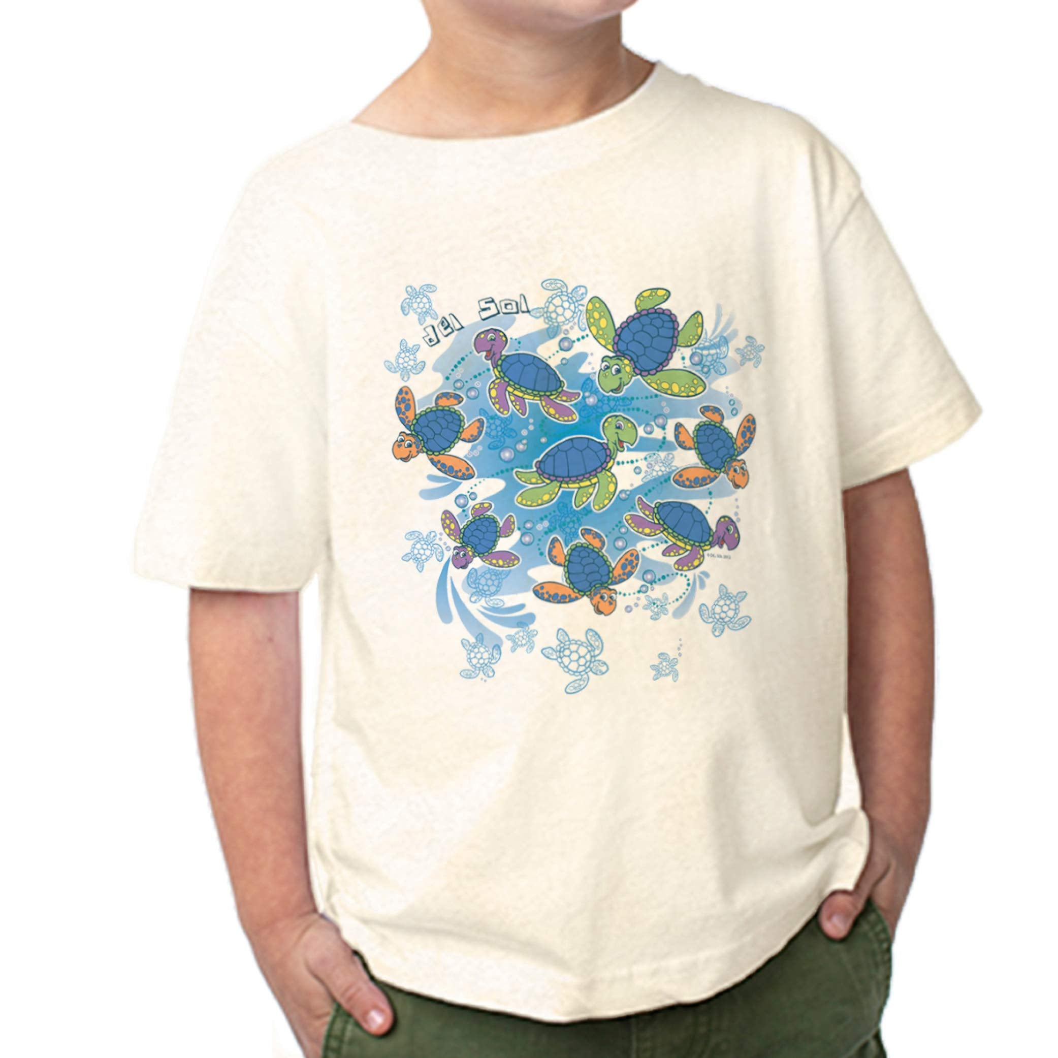 Del Sol I0109496 Turtle Time Crew T-Shirt for Kids&#44; Ash - 5 Toddler