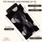 Polka Dots Soft Sunglasses case - Large Eyeglass case Squeeze Top - XL Glasses Holder w/Cloth, Medium To Oversized Frames, Smart
