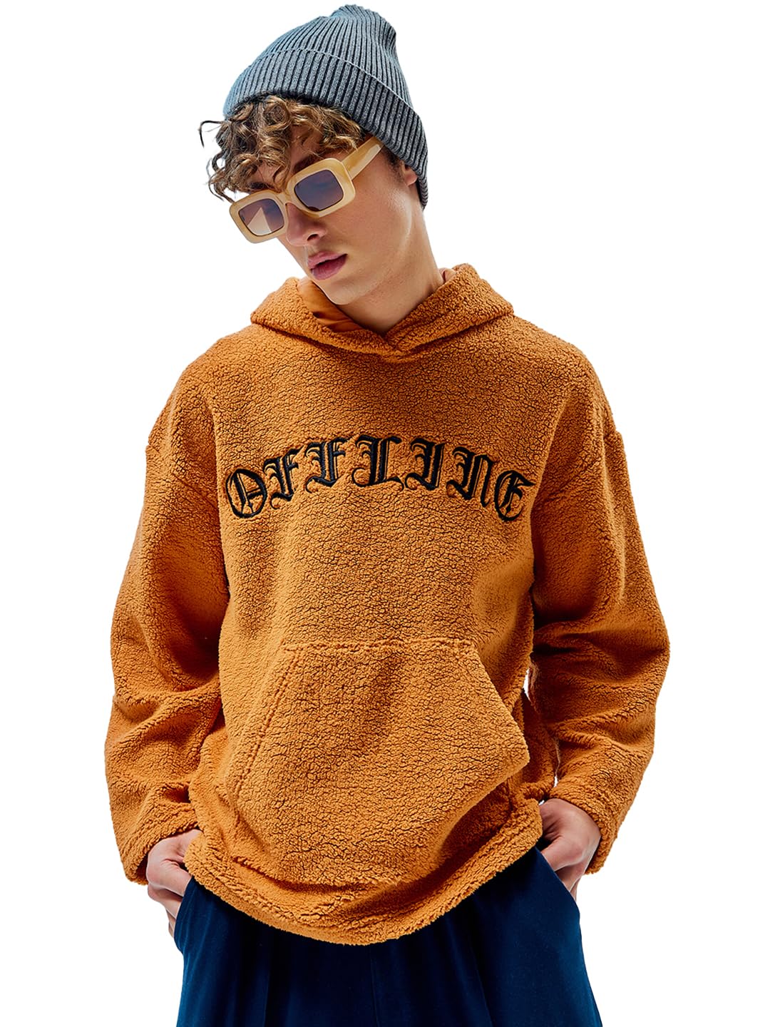 Bewakoof Mens Typography Oversized Hoodies_597129_Orange_M