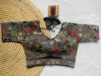 Vihu Fashion womens blouse readymade blouse embroidery multi coding gold thread blouses handwork dark green color readymade sar