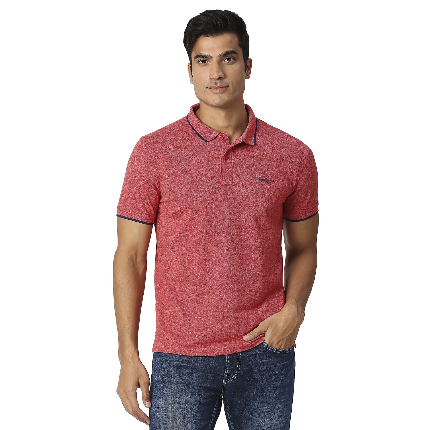 Pepe Jeans MenS Solid Regular Fit T-Shirt (Pm542038272S_Dk Red