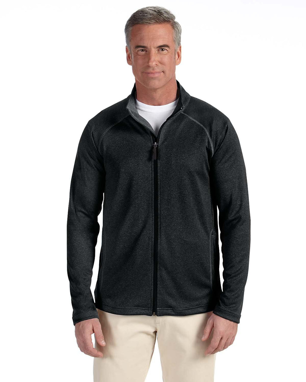 Mens Stretch Tech-Shell compass Full-Zip - DK gREY HEATHER - S(D0102H76KIP)