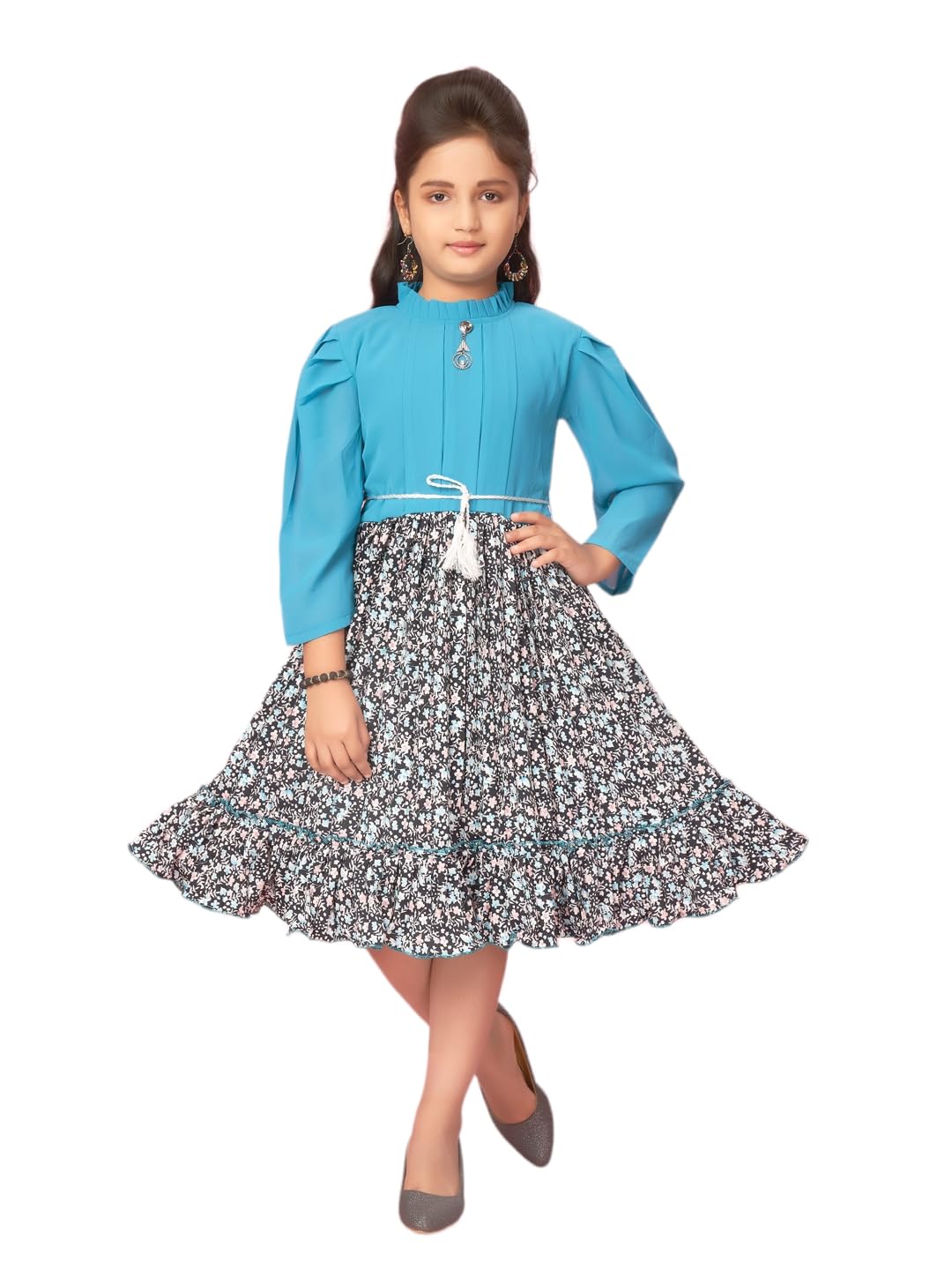 Aarika Baby-Girls Georgette Fit and Flare Knee-Length Dress (New_MD-42293_Rama