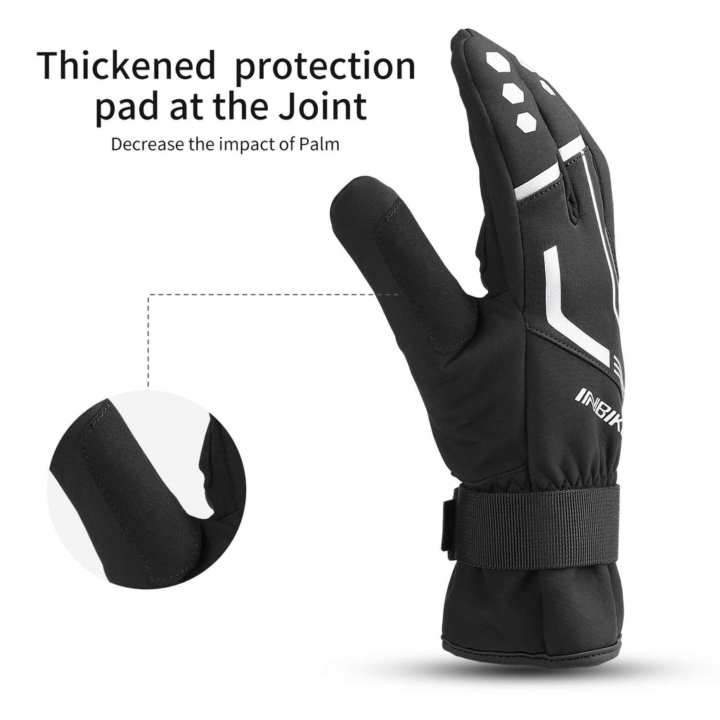 INBIKE Cycling Winter Gloves,for Men Windproof Reflective Thermal Gel Pads Touch Screen MTB Mountain Bike Black Medium