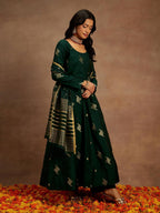 Libas WomenS Chanderi Silk Kurta Sets (34741_Green