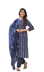 KLOSIA Women Straight Ikat Printed Kurta and Pant Set with Dupatta | Ethnic Set | Dupatta Set | Suit Set | Kurta Set | Wedding S