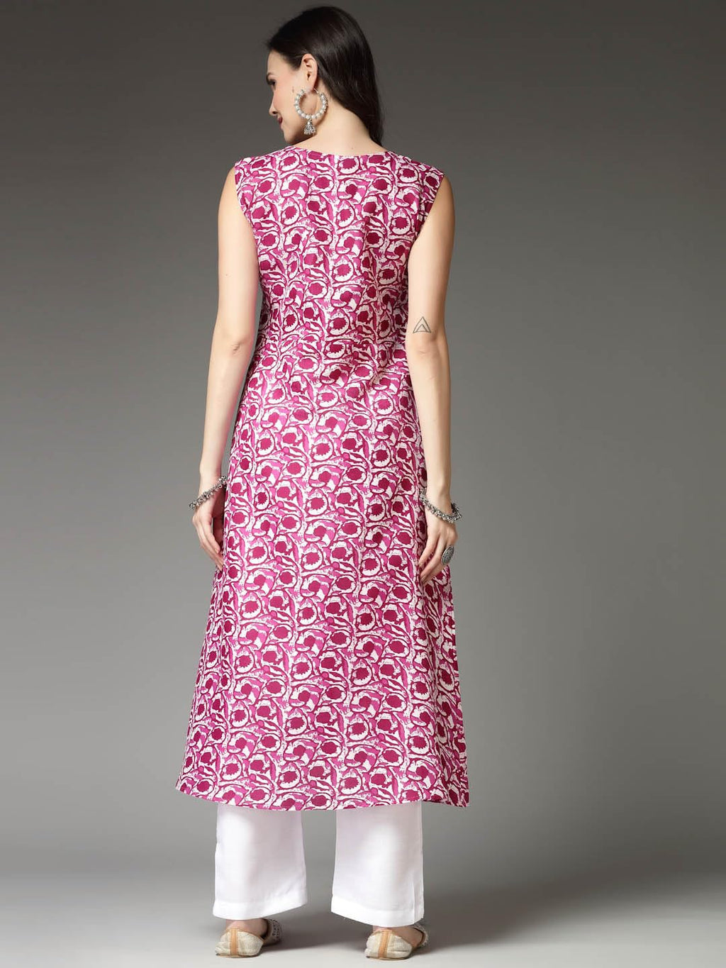 Stylum WomenS Floral Printed Cotton Blend A-Line Kurta