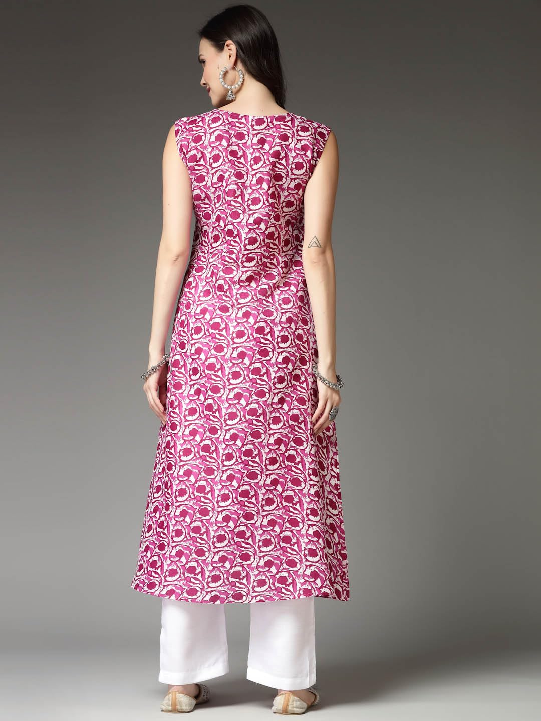 Stylum WomenS Floral Printed Cotton Blend A-Line Kurta