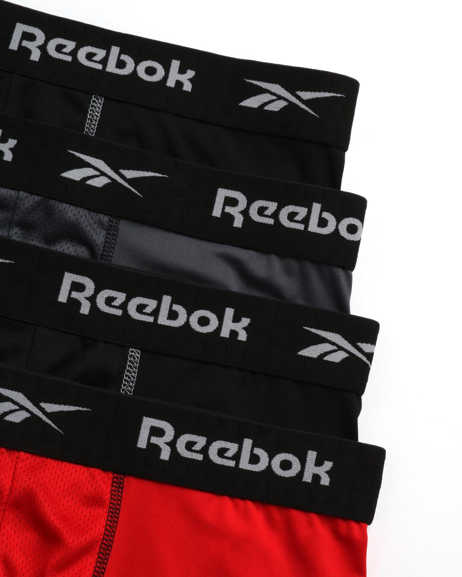 Reebok Men's Active Underwear - Performance Boxer Briefs (4 Pack), Size Medium, BlackRedGrey
