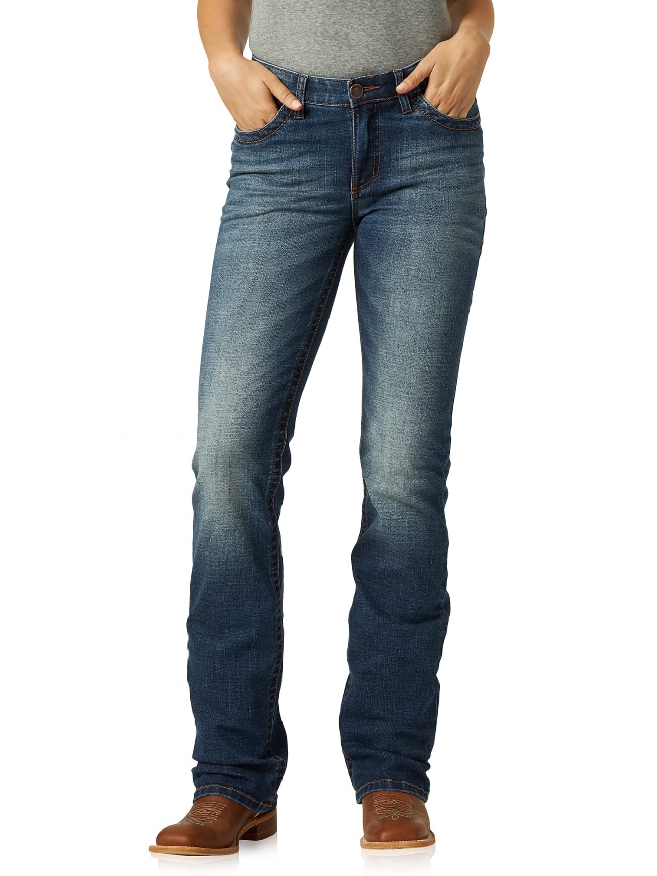 Wrangler Women's Willow Mid Rise Performance Waist Boot Cut Ultimate Riding Jean, Rebecca, 17-34