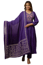 ANNI DESIGNER Womens Rayon Viscose Embroidered Anarkali Kurta with Pant & Dupatta (Kanota Blue-VKS03_XXL_Blue_XX-Large)