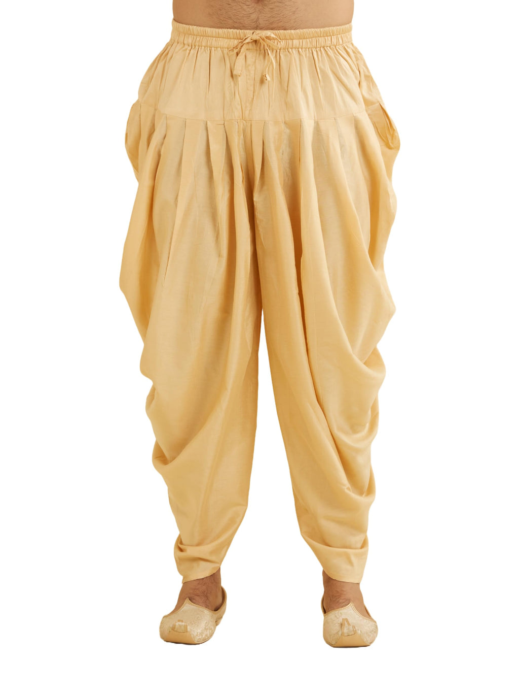 Manyavar MenS Patiala Salwar, Blended Viscose Solid/Plain Patiala Fawn (L)
