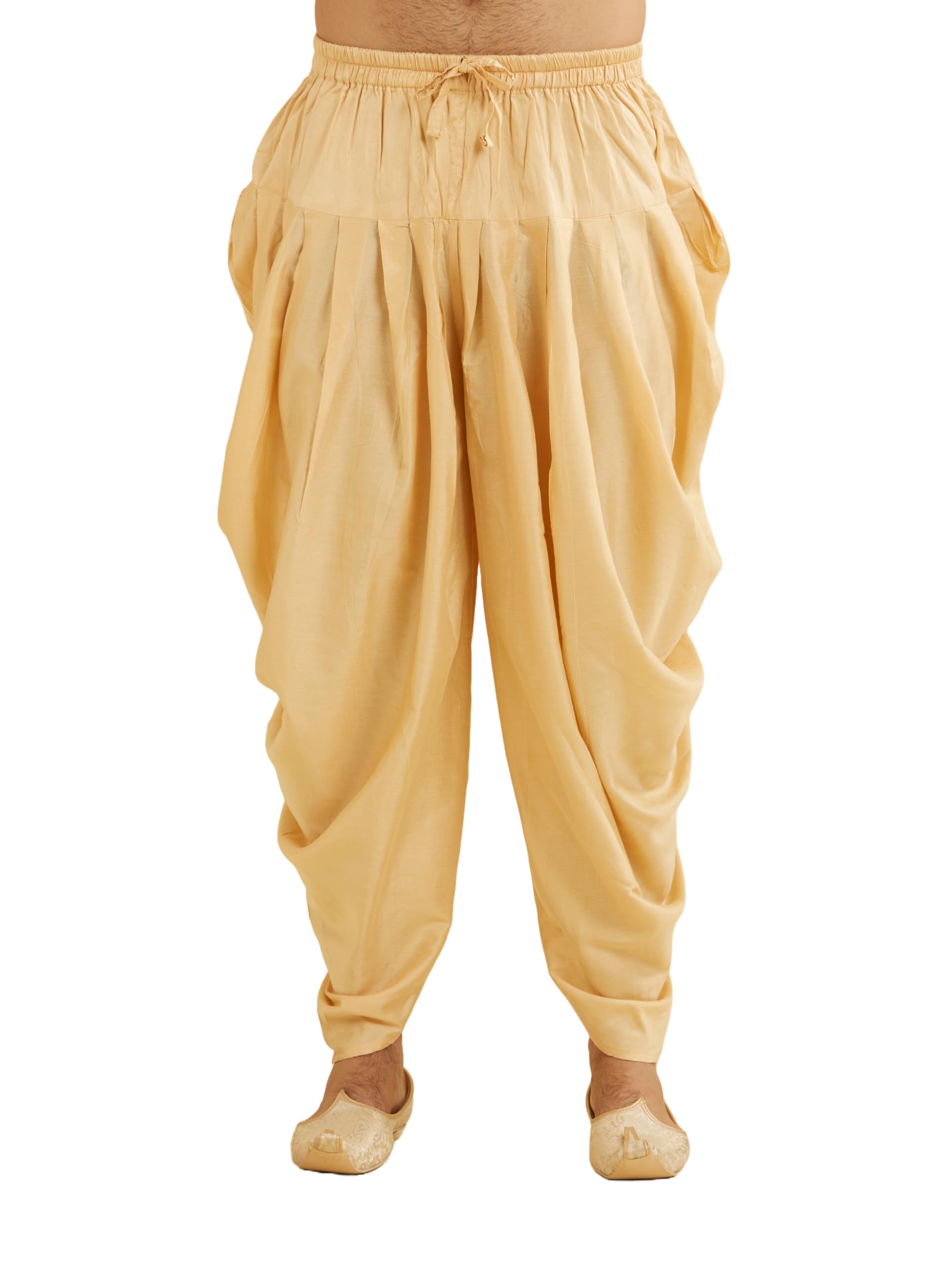 Manyavar MenS Patiala Salwar, Blended Viscose Solid/Plain Patiala Fawn (L)