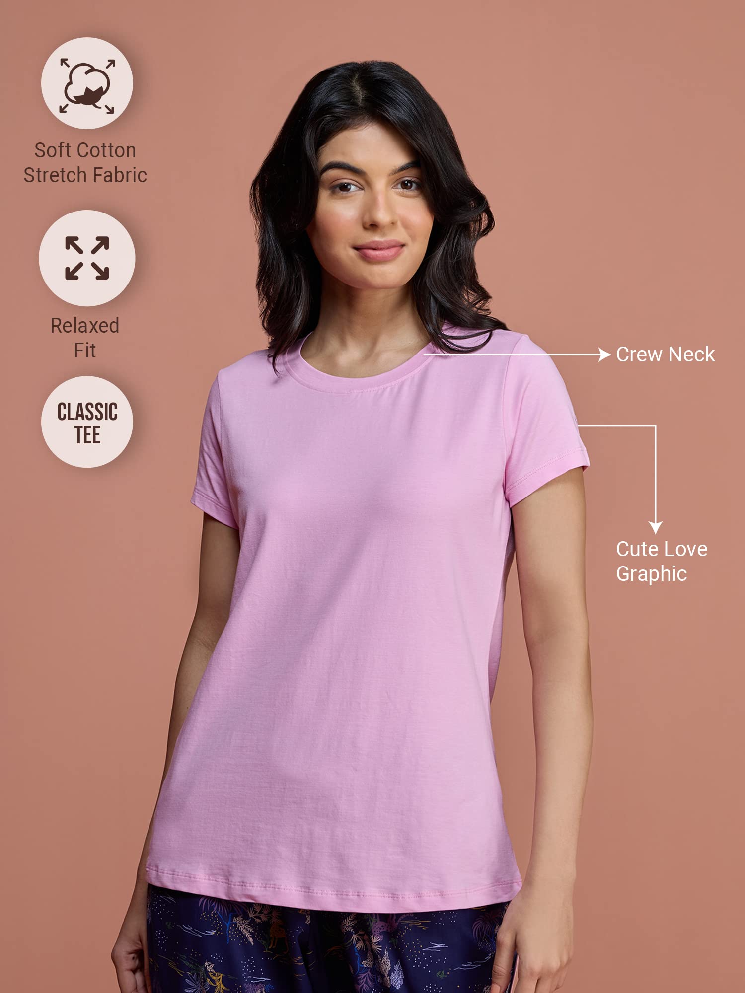 Nykd WomenS Ultra Soft All Occasions Everyday Cotton T- Shirt/Tee Essential | Relaxed Fit | Cotton | Crew Neck - T-Shirts & Tan