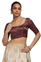 Soch Women Art Silk Half Sleeve Blouse with Woven Floral Designs