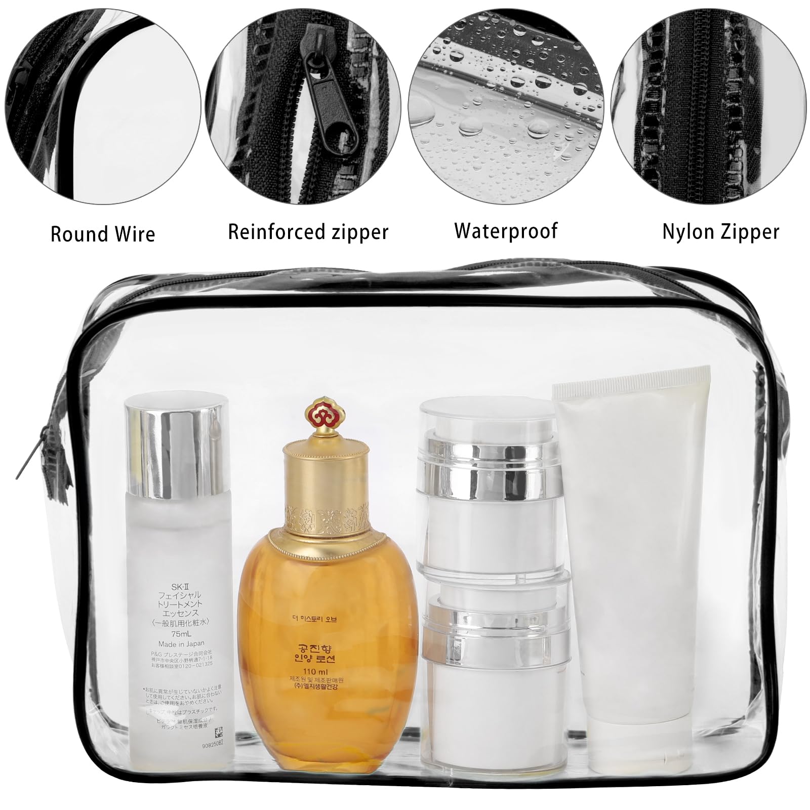 Tbestmax 10 Pack Clear Cosmetic Bags Makeup Bags Portable Waterproof TSA Approved Travel Toiletry Bags Large Organizer
