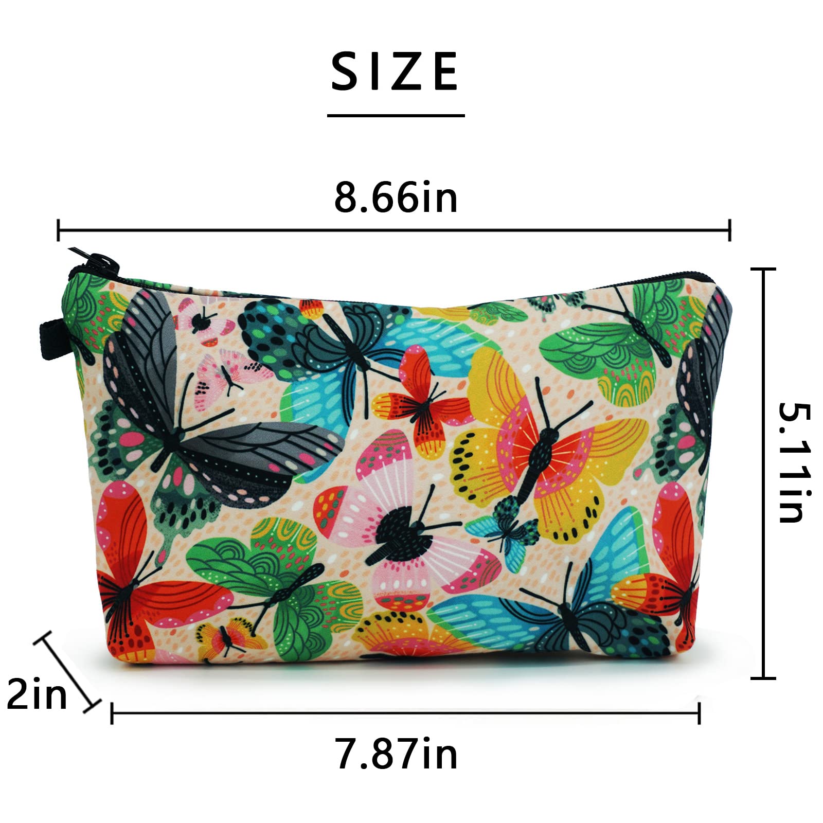 Cosmetic Bags for Women Small Colorful Butterfly Makeup Bag for Purse Travel Toiletry Bag Accessories Organizer Zipper Pouch Gif