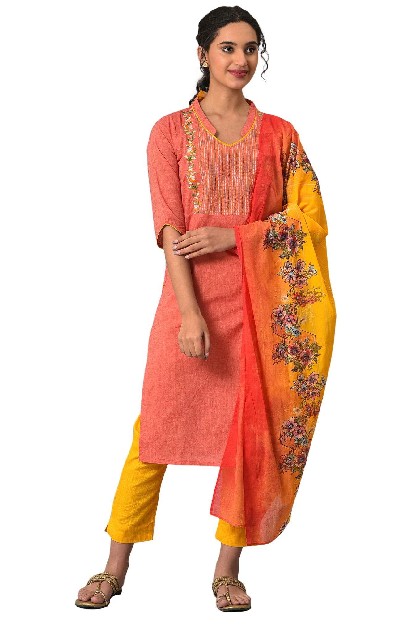 Aurelia Women'S Cotton Clothing Set (22Auas13577-702661_Orange