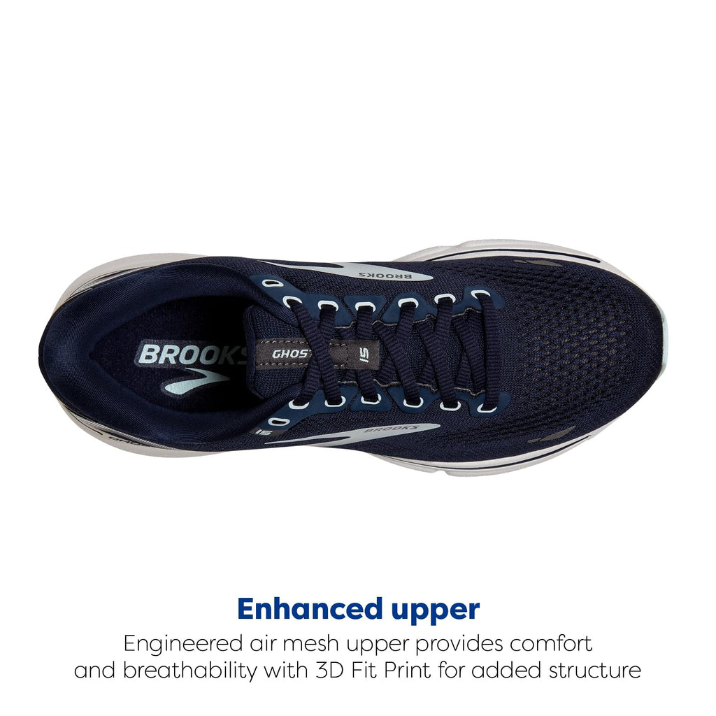 Brooks Women's Ghost 15 Neutral Running Shoe - Peacoat/Pearl/Salt Air - 5 Wide