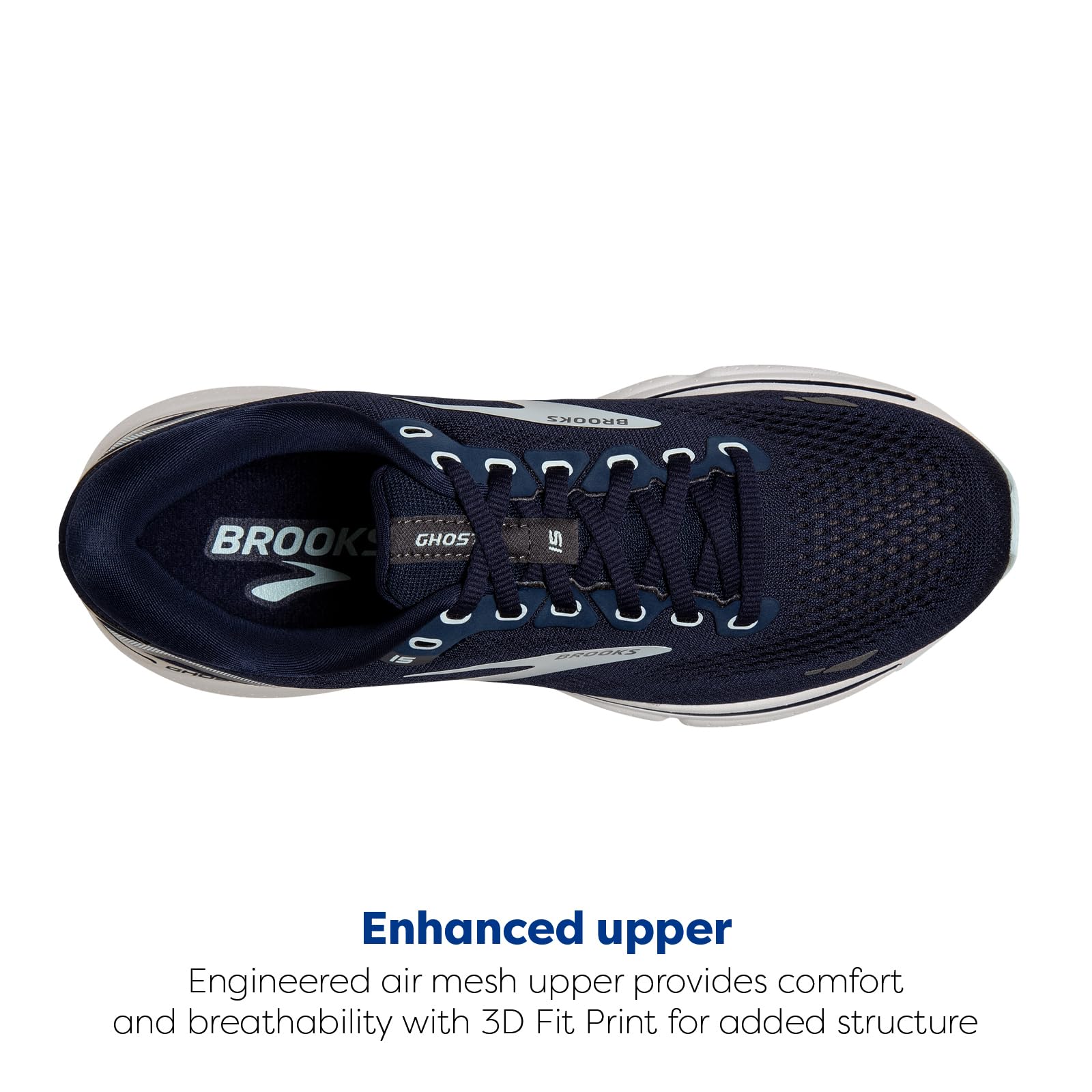 Brooks Women's Ghost 15 Neutral Running Shoe - Peacoat/Pearl/Salt Air - 5 Wide