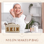 4 Pcs Preppy Makeup Bag Chenille Letter Nylon Cosmetic Bag Makeup Organizer Bag Toiletry Cosmetic Case Preppy Bag with Zipper St