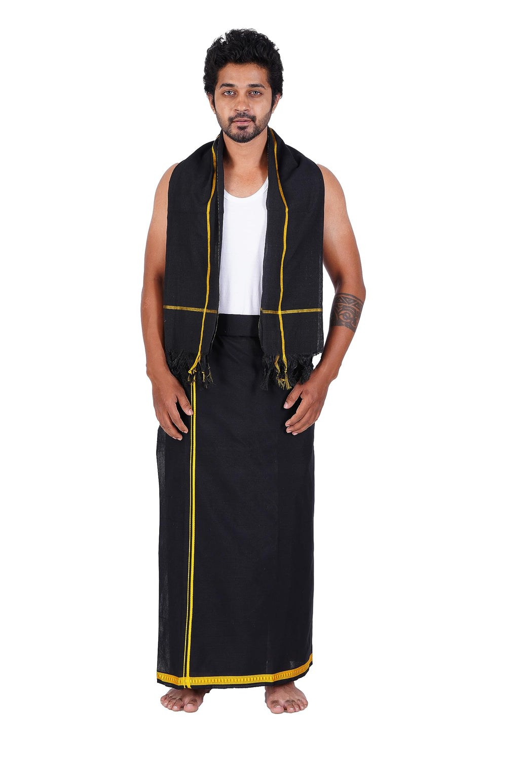 Prakasam Cotton MenS Pure Cotton Colour Dhoti (1.26X1.90Mtrs) With Matching Towel (0.74X1.50Mtrs) Set