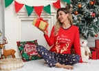 EISHOPEER Womens Cotton Christmas Pajamas Set Long Sleeve Christmas Pjs Set Holiday Sleepwear Set with Pocket Red X-Smal