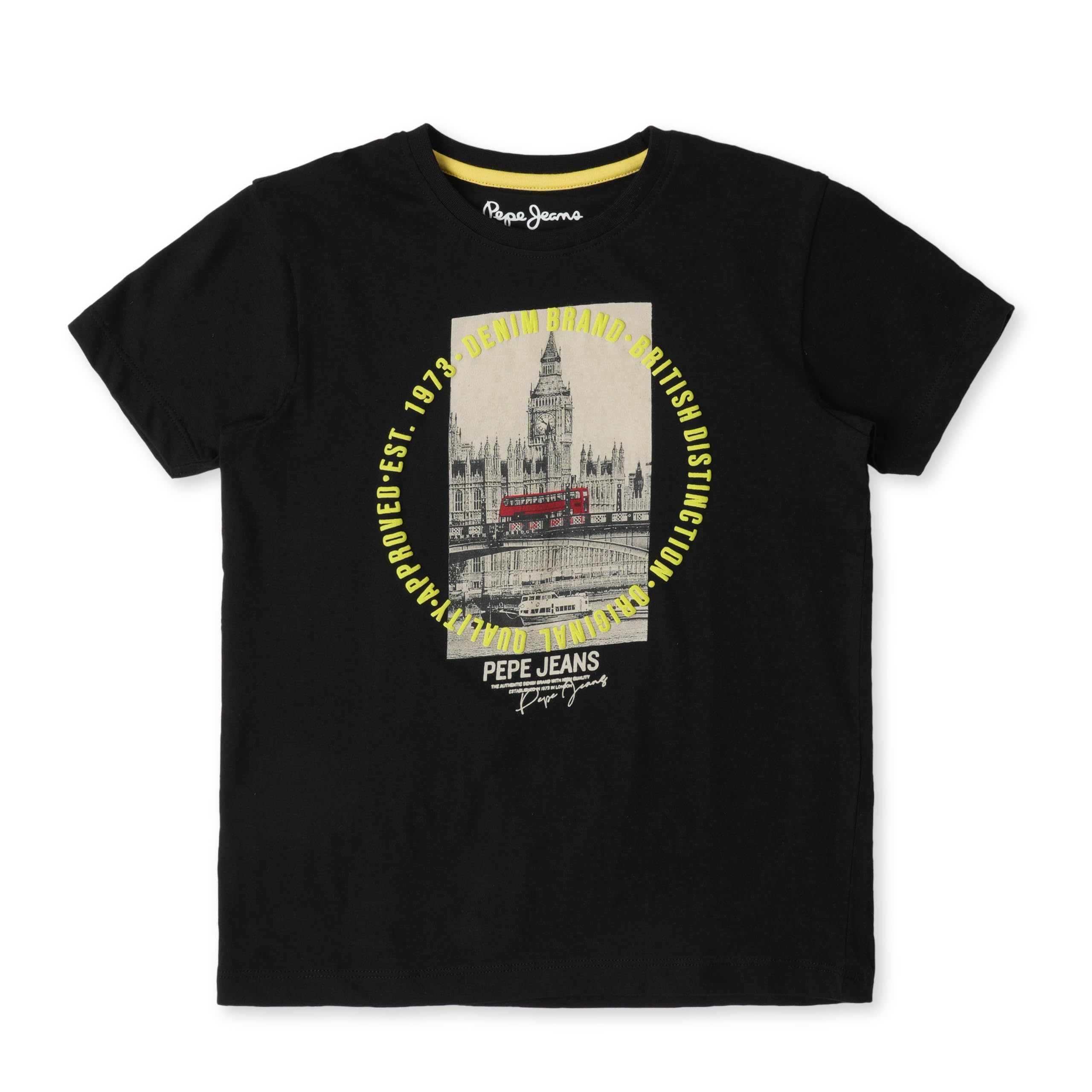 Pepe Jeans Axis Ss Graphic Printed T-Shirt, Black, 14
