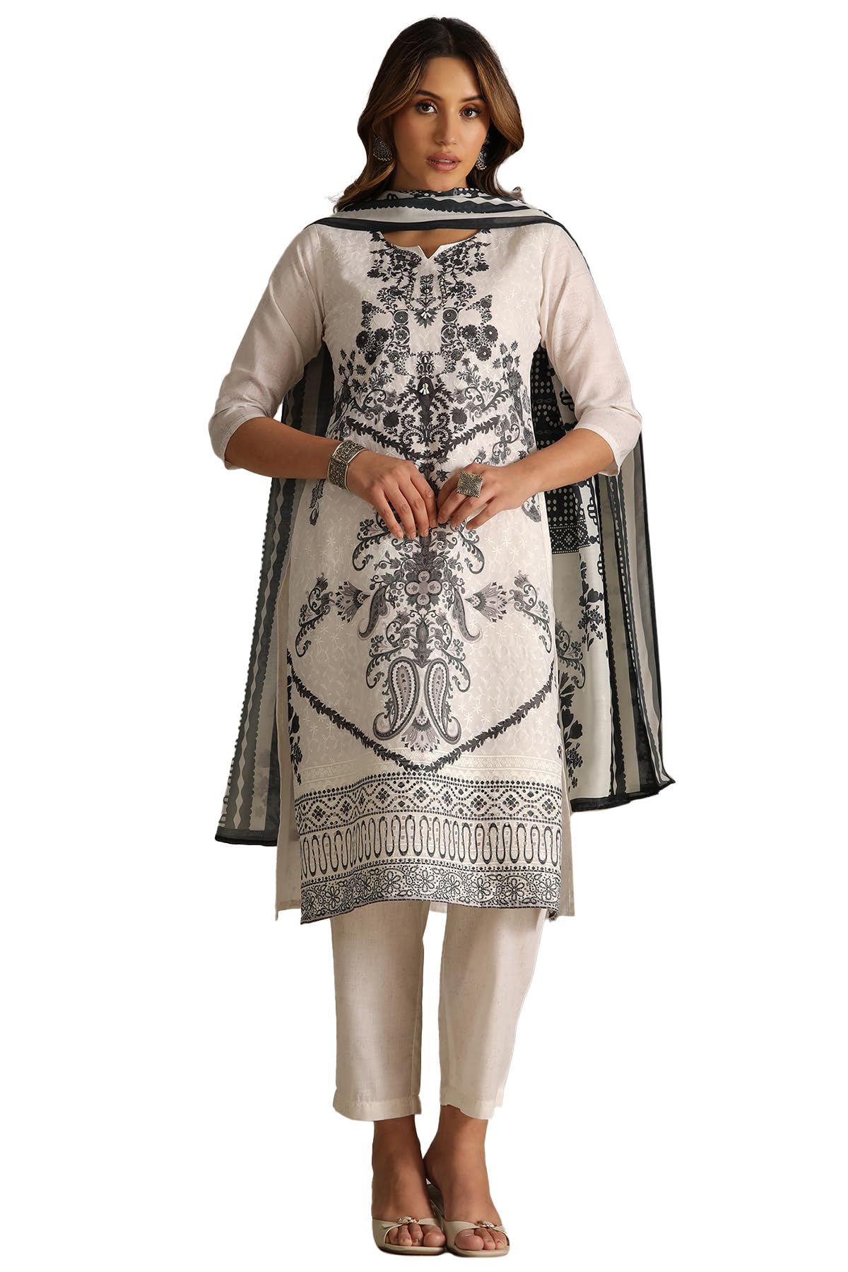 Soch Women Cotton Ethnic Motifs Suit Set with Sequins