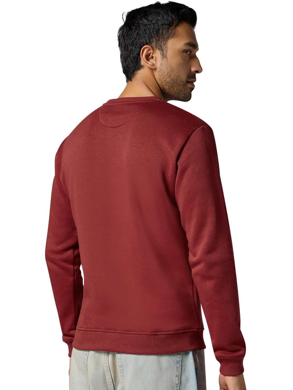 XYXX Mens Cotton Blend Round Neck XY_MB15_Sweatshirt_Auburn Red