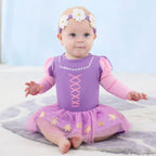 Dressy Daisy Baby Girls Princess Onesie Costume Romper Bodysuit Halloween Birthday Dress Up with Headband Purple