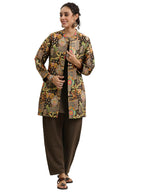 Libas Womens Woven Design Wool Straight Kurta With Palazzos And Jacket