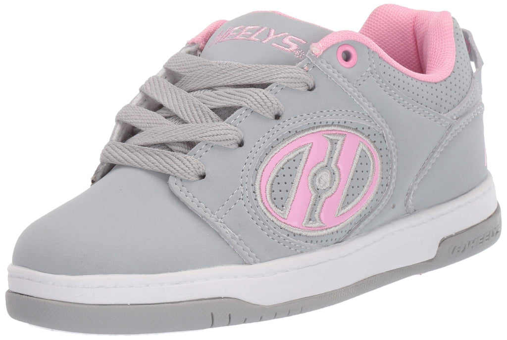 Heelys Girl's Voyager Tennis Shoe, Grey/Light Pink, 2 M US Big Kid