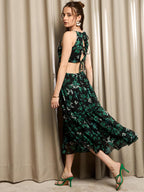 Rare WomenS Chiffon Fit And Flare Midi Dress (Ep8119_Black