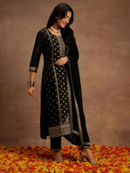 Libas WomenS Silk Blend Kurta Sets (48030_Black