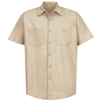 Red Kap Mens Standard Industrial Work Shirt, Regular Fit, Short Sleeve, Light Tan, 6X-Large
