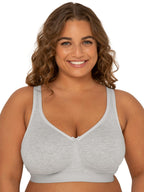 Fruit of the Loom Women's Plus Size Wireless Cotton Bra, Grey, 38C