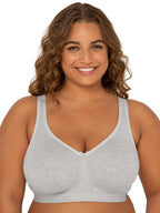 Fruit of the Loom Women's Plus Size Wireless Cotton Bra, Heather Grey, 42G