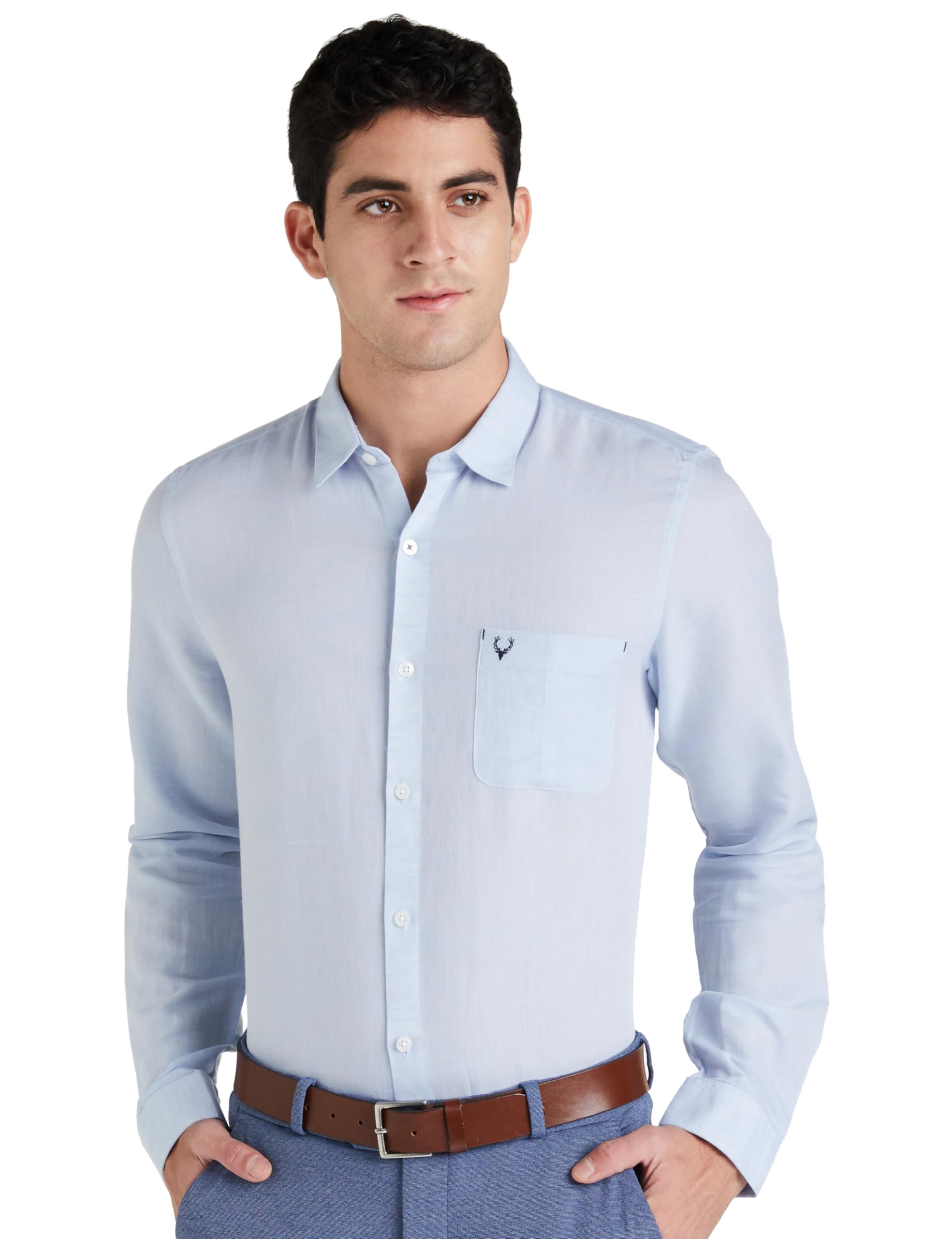 Allen Solly Men Solid Linen Shirt